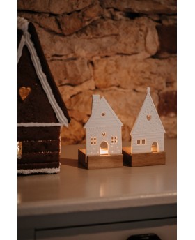 Photophore maison lumineuse avec support en bois - Räder