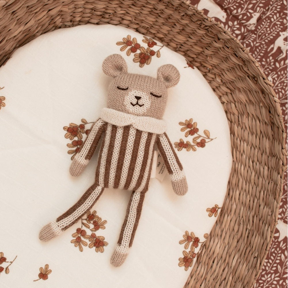 Accessoires - Doudou Ourson | combinaison à rayures noisette - Main Sauvage