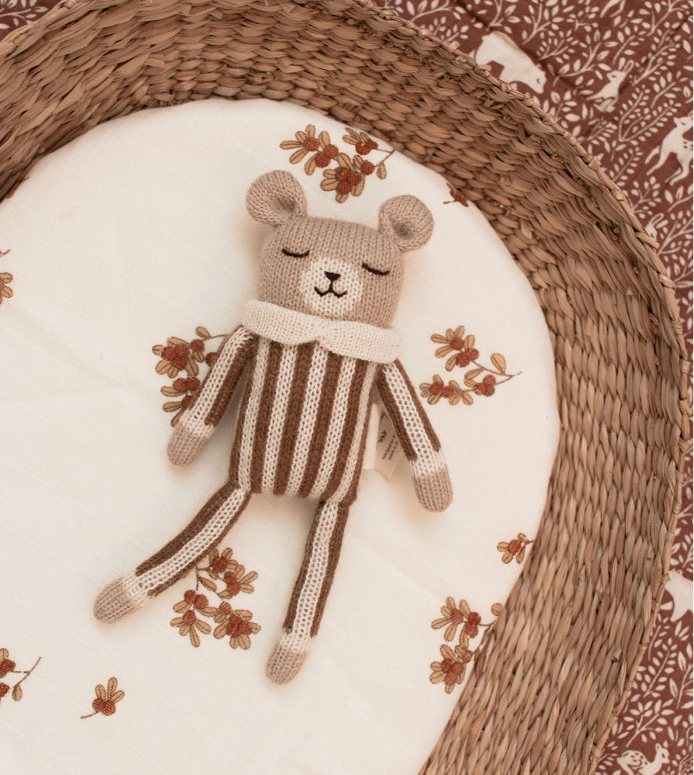 Accessoires - Doudou Ourson | combinaison à rayures noisette - Main Sauvage