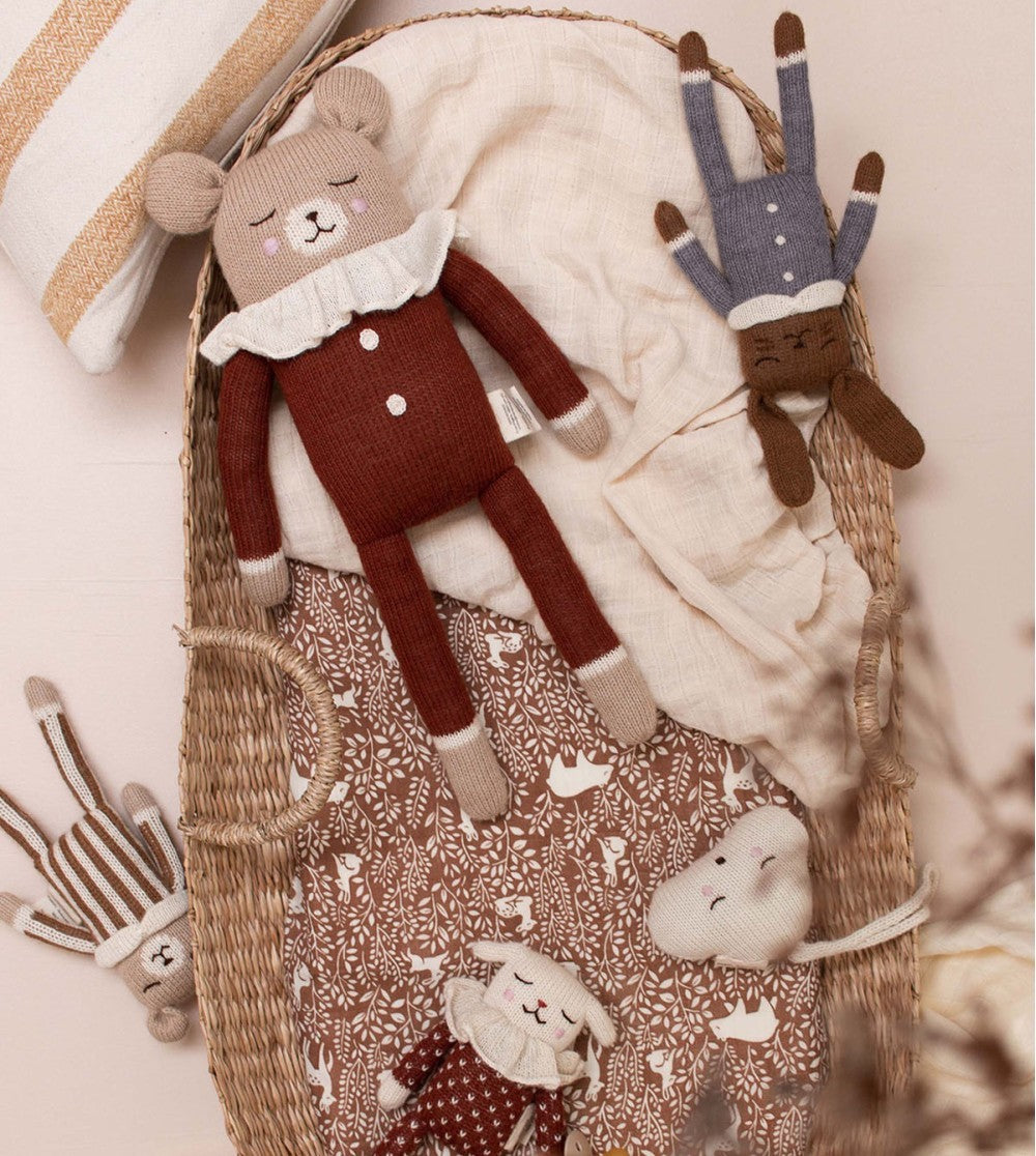Accessoires - Doudou Ourson | combinaison à rayures noisette - Main Sauvage