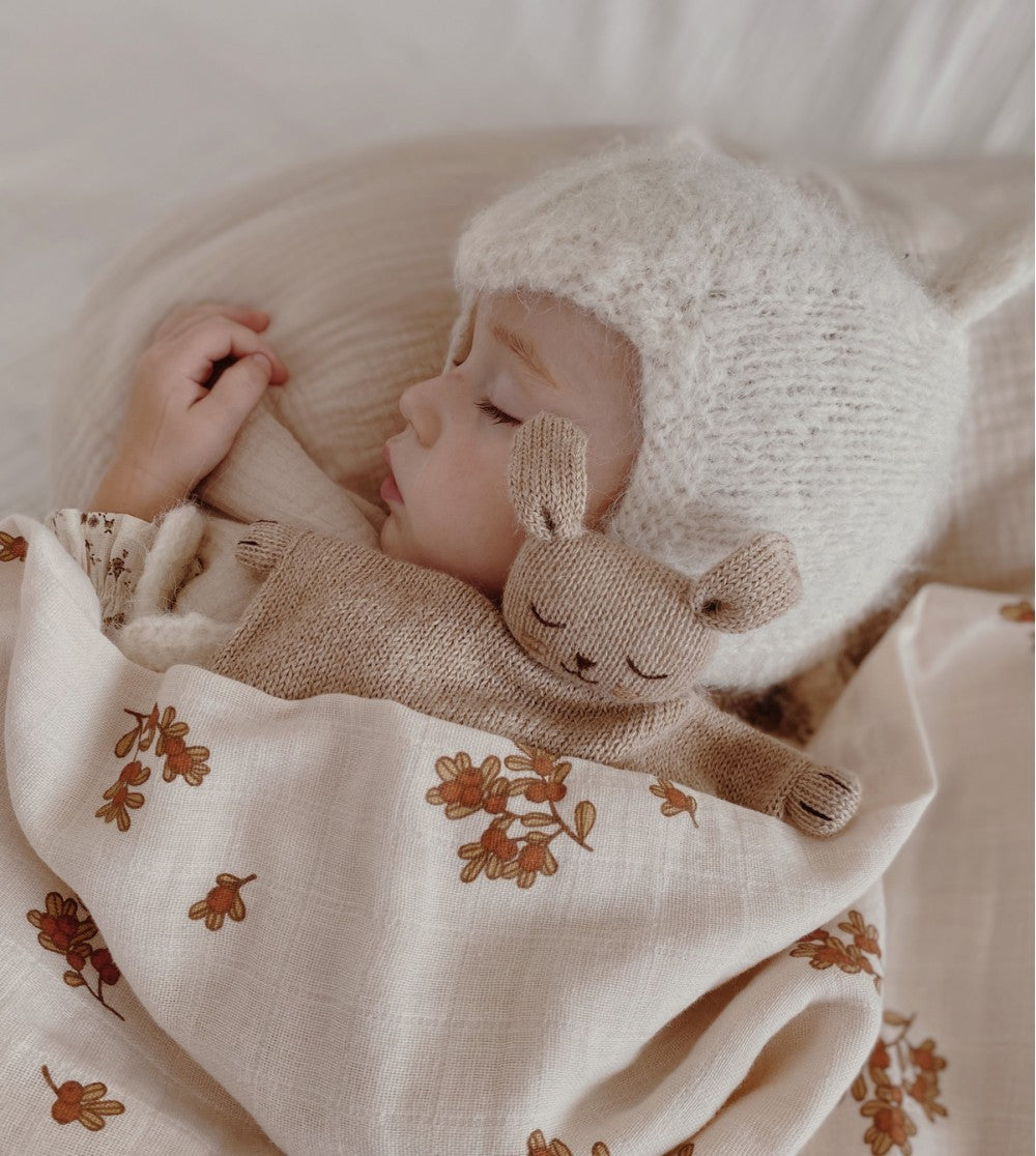 Accessoires - Doudou plat tricoté | lapin sable - Main Sauvage