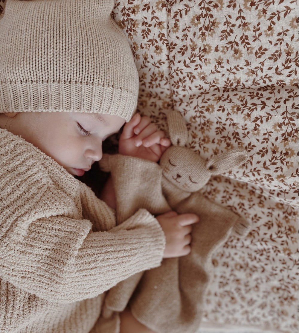 Accessoires - Doudou plat tricoté | lapin sable - Main Sauvage