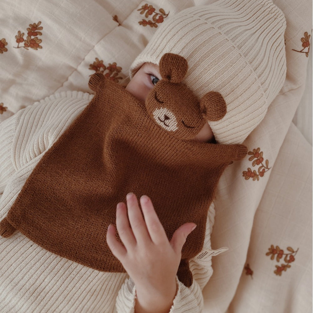 Accessoires - Doudou plat tricoté | ourson - Main Sauvage