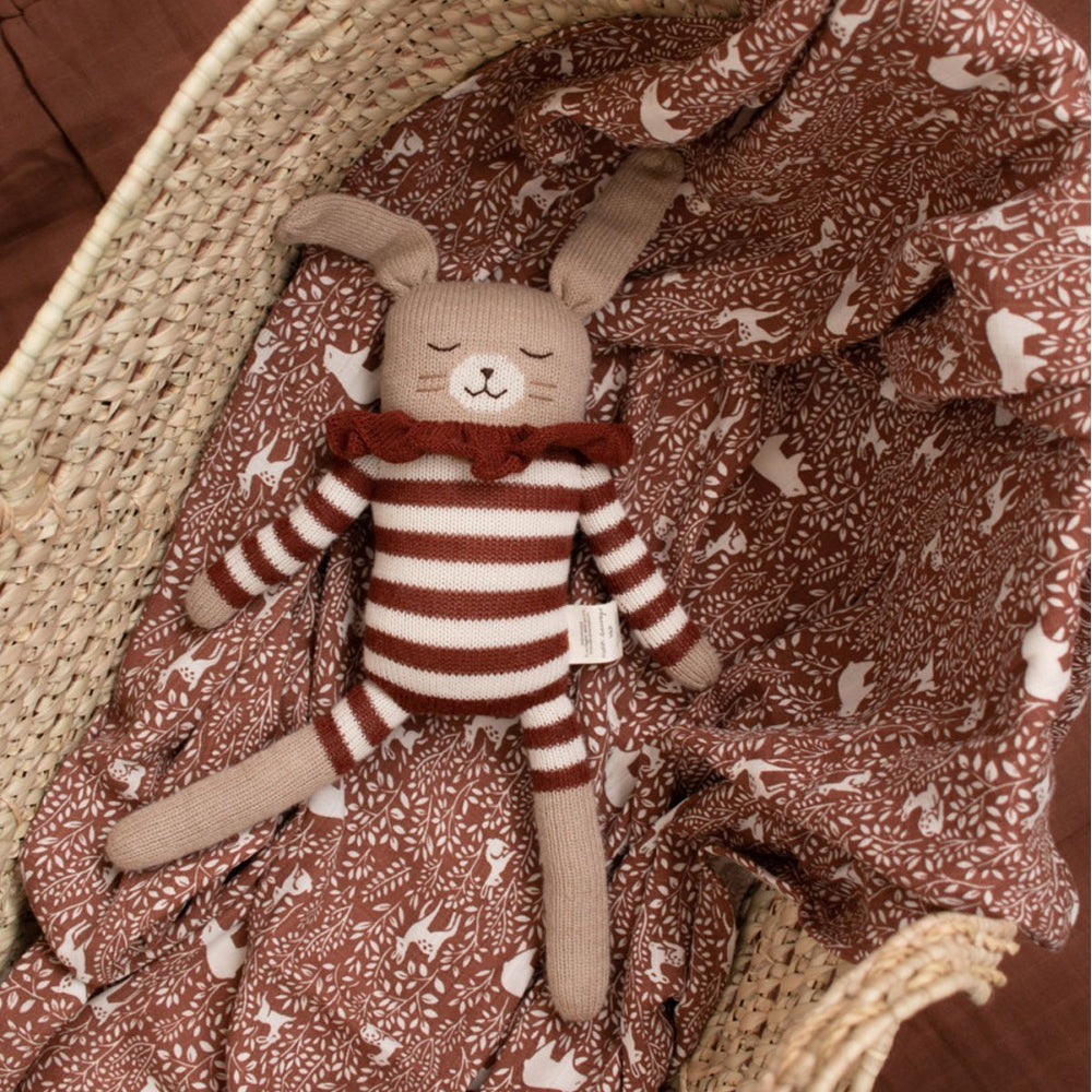 Accessoires - Grand Doudou Lapin | combishort rayé sienne - Main Sauvage