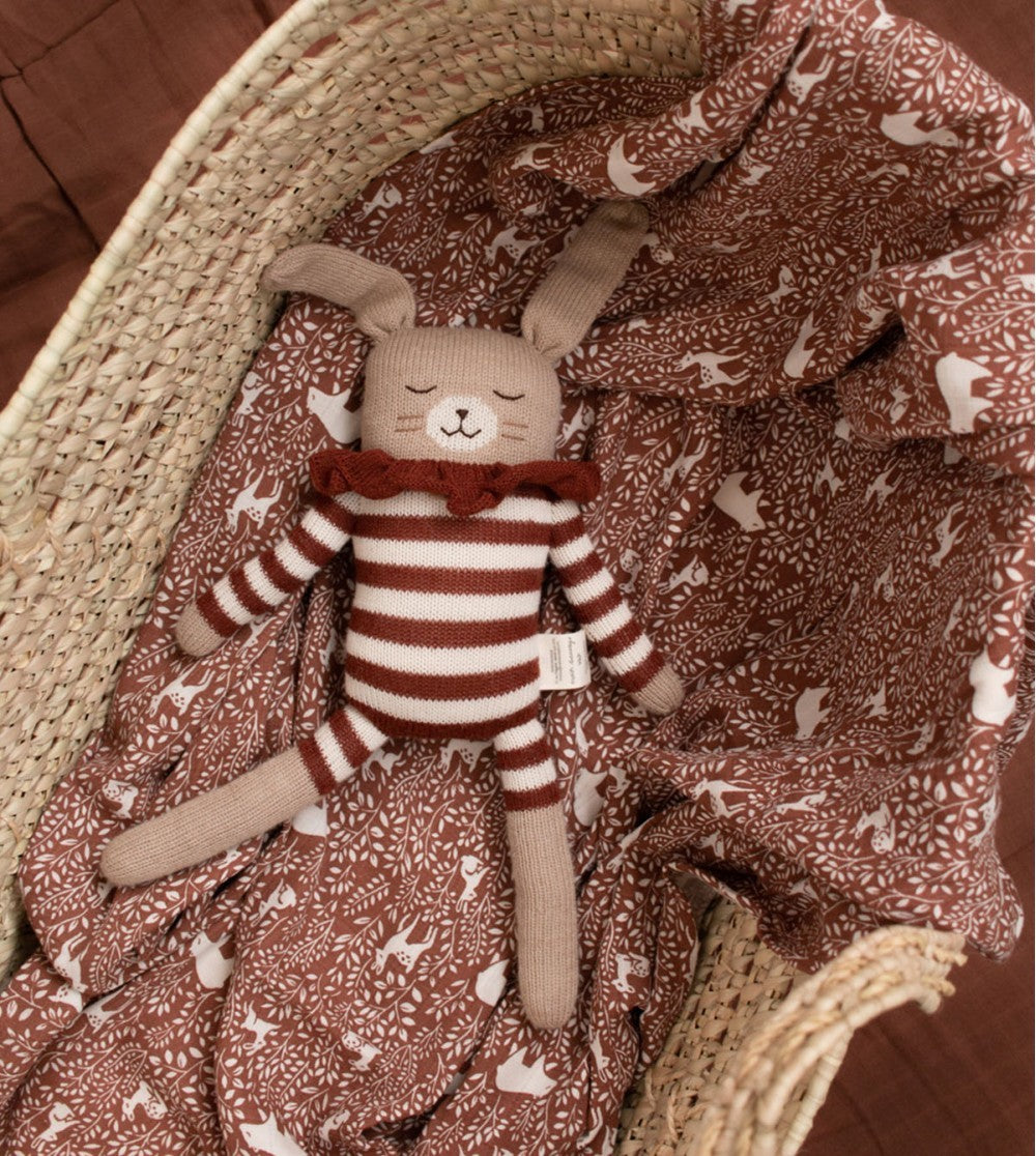 Accessoires - Grand Doudou Lapin | combishort rayé sienne - Main Sauvage