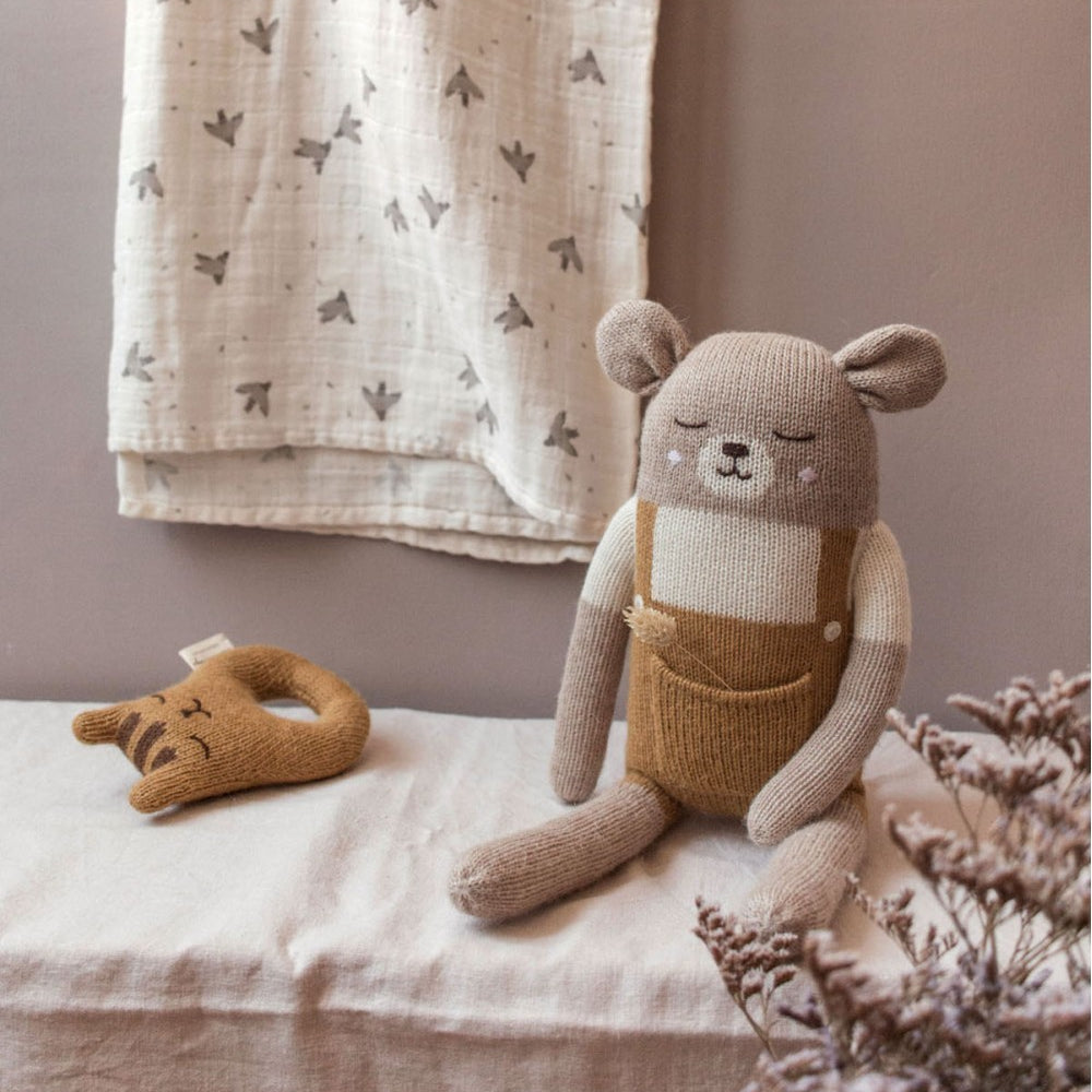 Accessoires - Grand Doudou Ours | Ocre - Main Sauvage