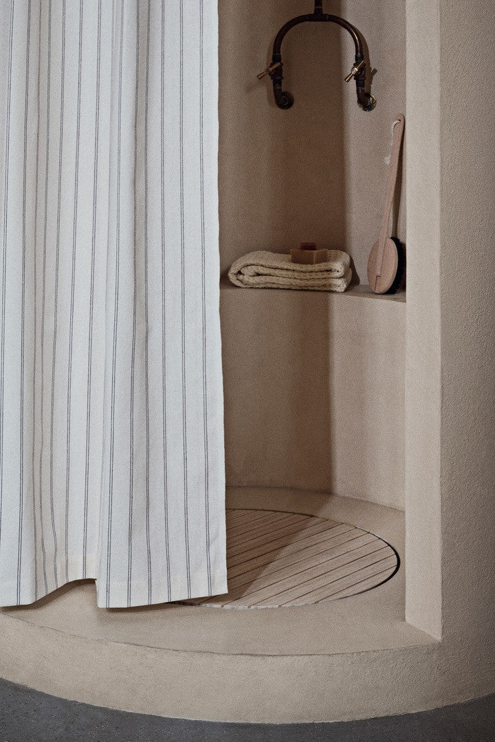 Accessoires salle de bains - Rideau de douche | Chambray | Off-White / Chocolate - Ferm Living