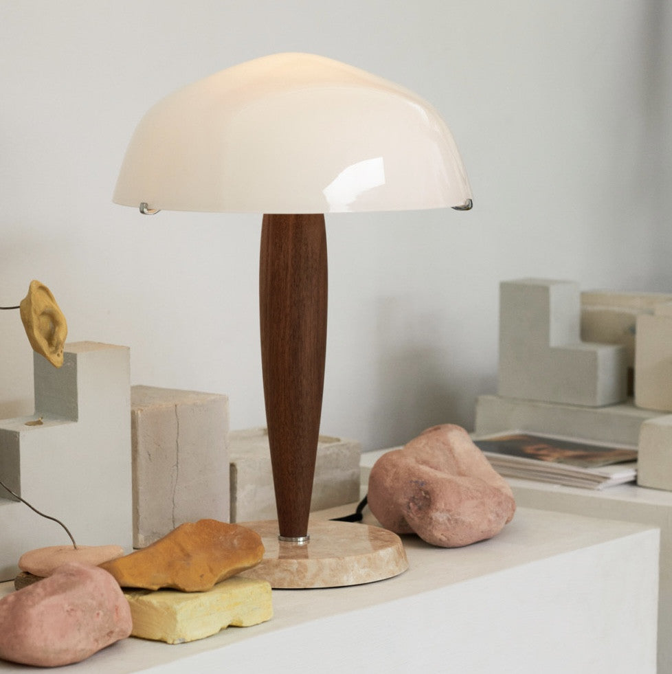 Accueil - Lampe à Poser | Herman | Shy3 |Noyer Marbre | ø 25 cm - & Tradition