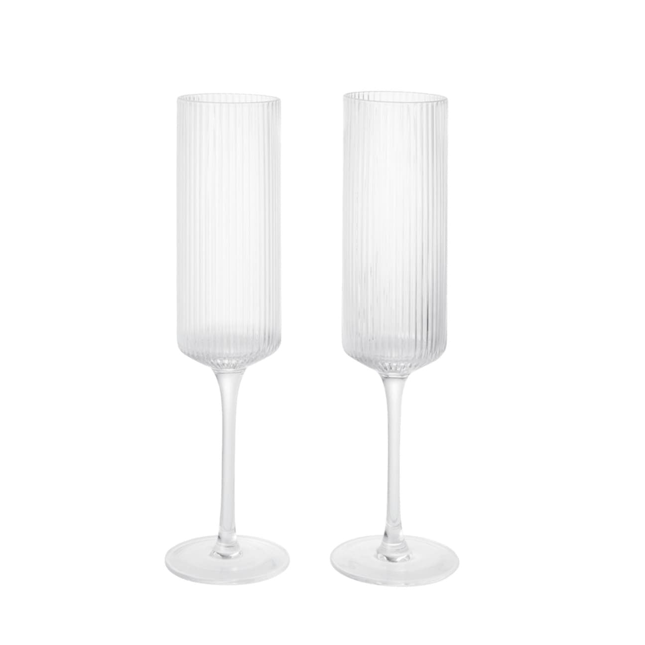 Accueil - Verre |Flûtes à champagne| Ripple clear | Set de 2 - Ferm Living