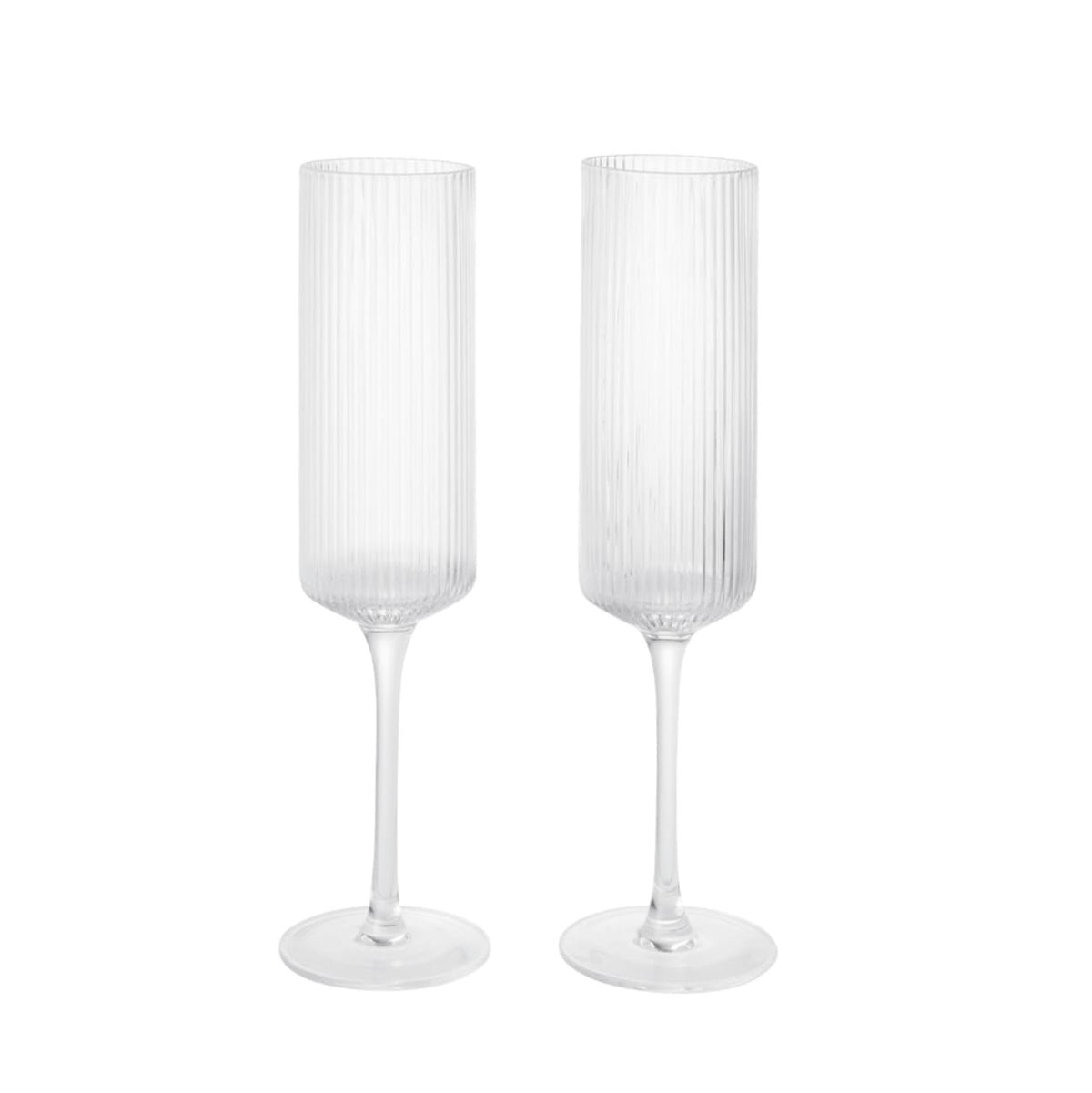 Accueil - Verre |Flûtes à champagne| Ripple clear | Set de 2 - Ferm Living