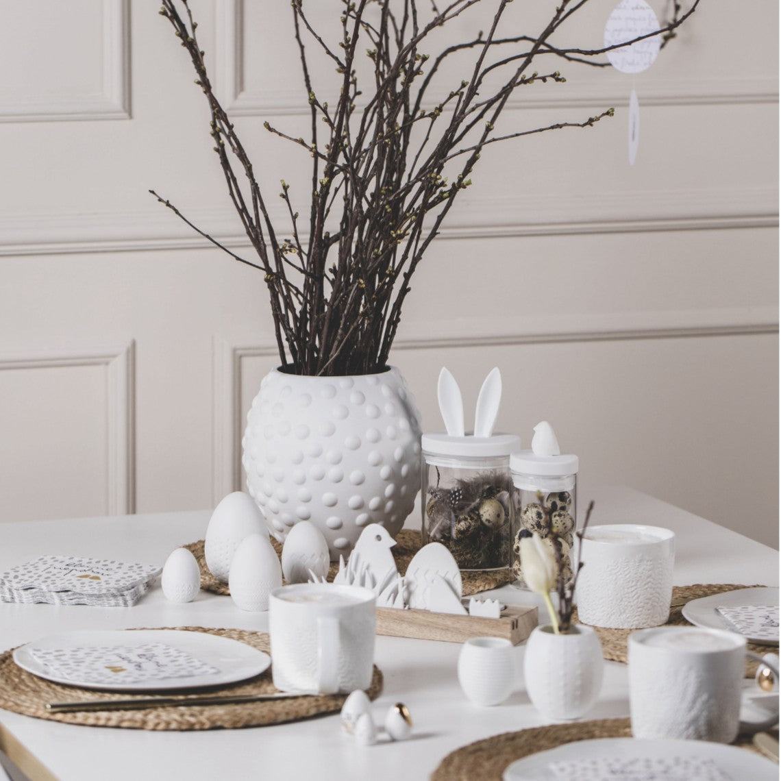 Bougies et bougeoirs - Photophore Œufs de Pâques avec support en bois - Räder