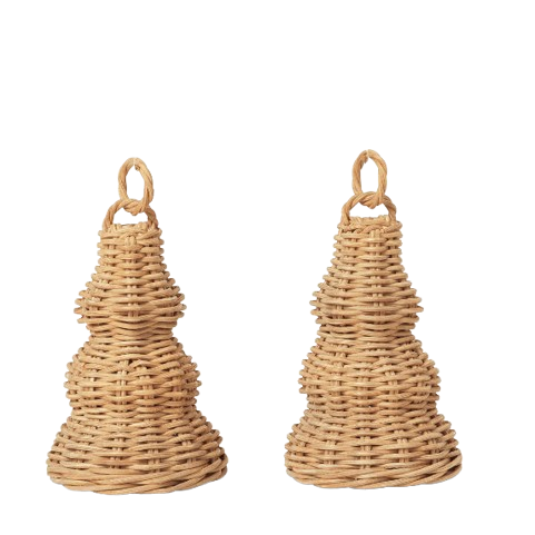 Décoration - Décoration de sapin - Set de 2 cloches en rotin - Ferm Living