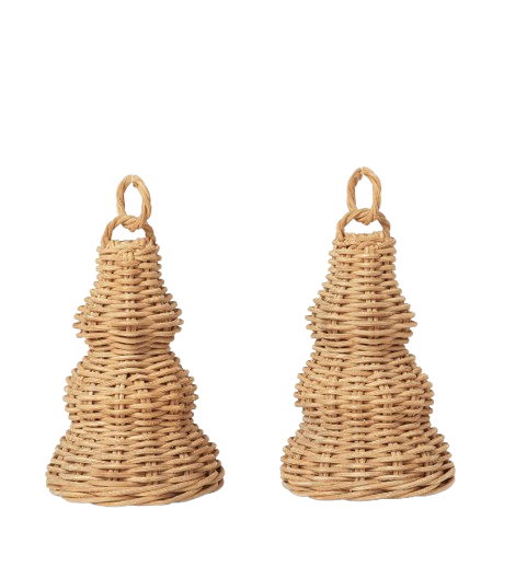 Décoration - Décoration de sapin - Set de 2 cloches en rotin - Ferm Living