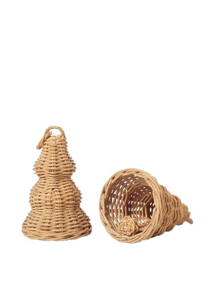 Décoration - Décoration de sapin - Set de 2 cloches en rotin - Ferm Living