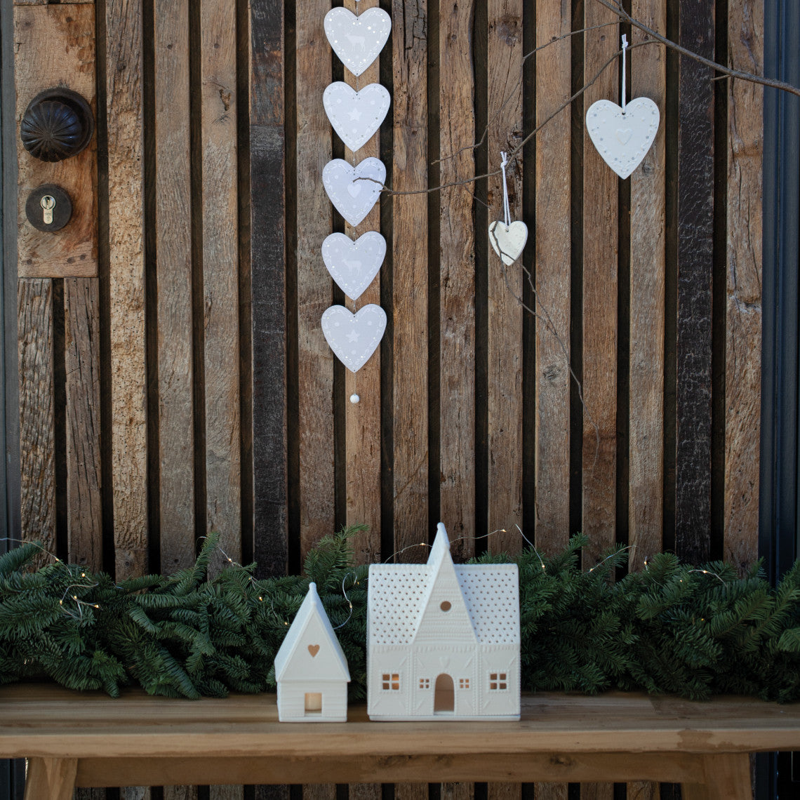 Décorations de Noël - Maison lumineuse en porcelaine | Lebkuchenhaus Herz - Räder