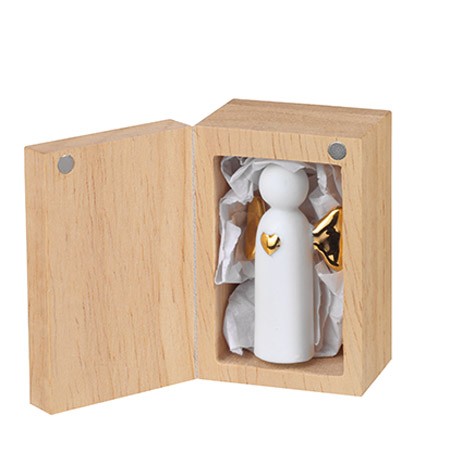 Décorations de Noël - Petit ange en porcelaine avec sa boîte en bois - Räder