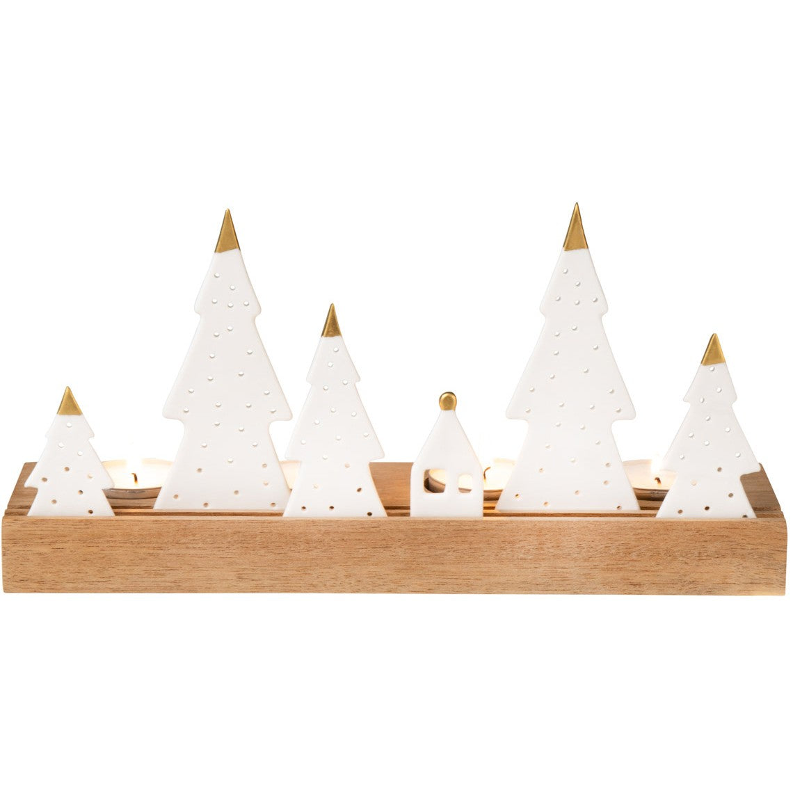Décorations de Noël - Photophore avec support en bois | Fir Trees - Räder