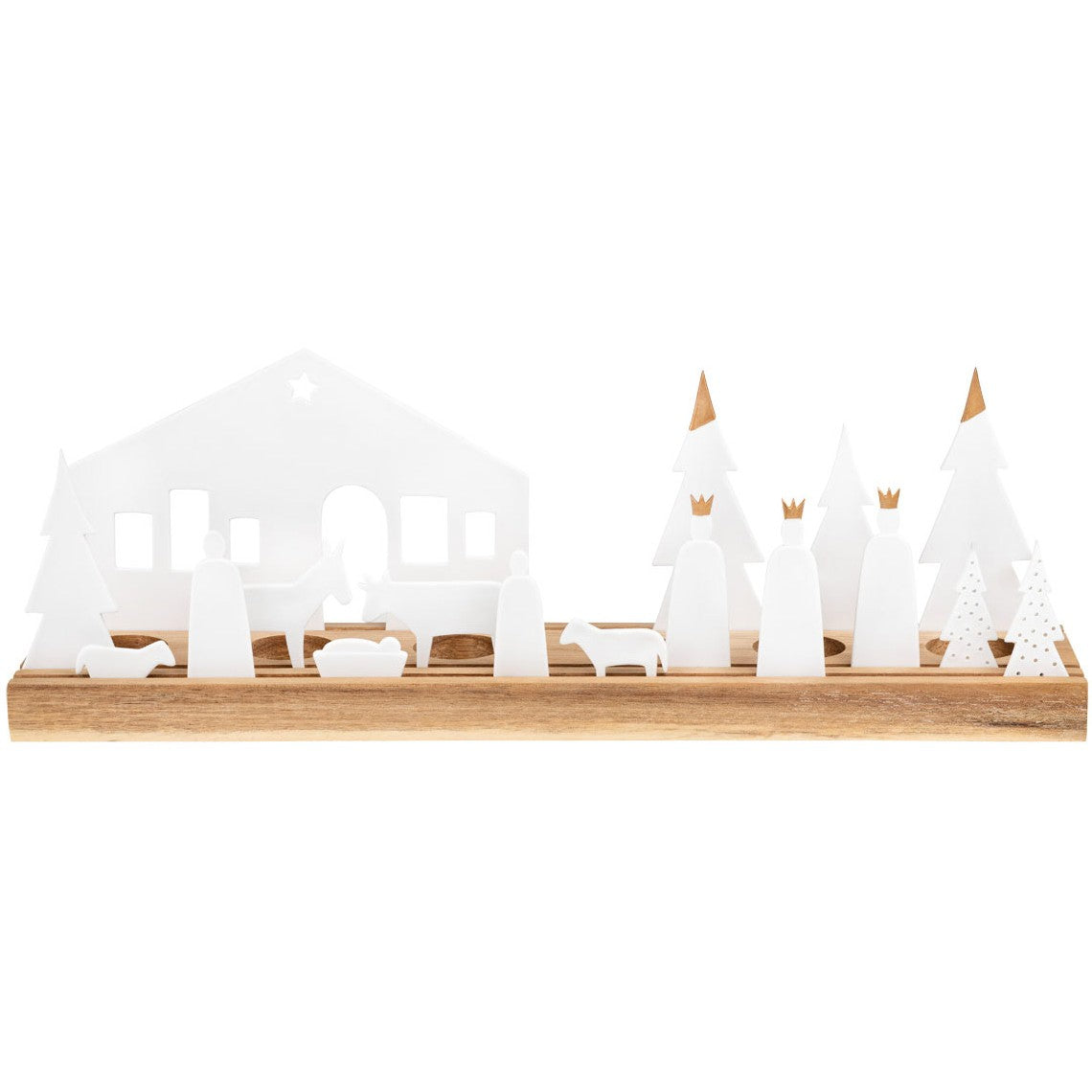 Décorations de Noël - Photophore avec support en bois |Crèche de Noël petit modèle- Nativity Set - Räder