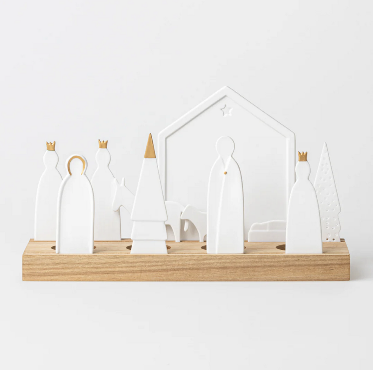 Décorations de Noël - Photophore avec support en bois |Crèche de Noël - Nativity Set - Räder