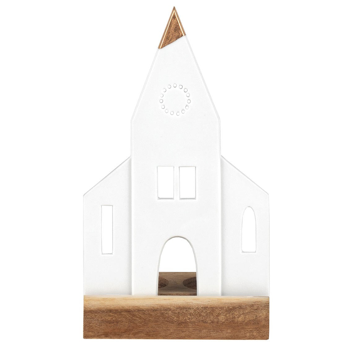 Décorations de Noël - Photophore église lumineuse avec support en bois - Räder