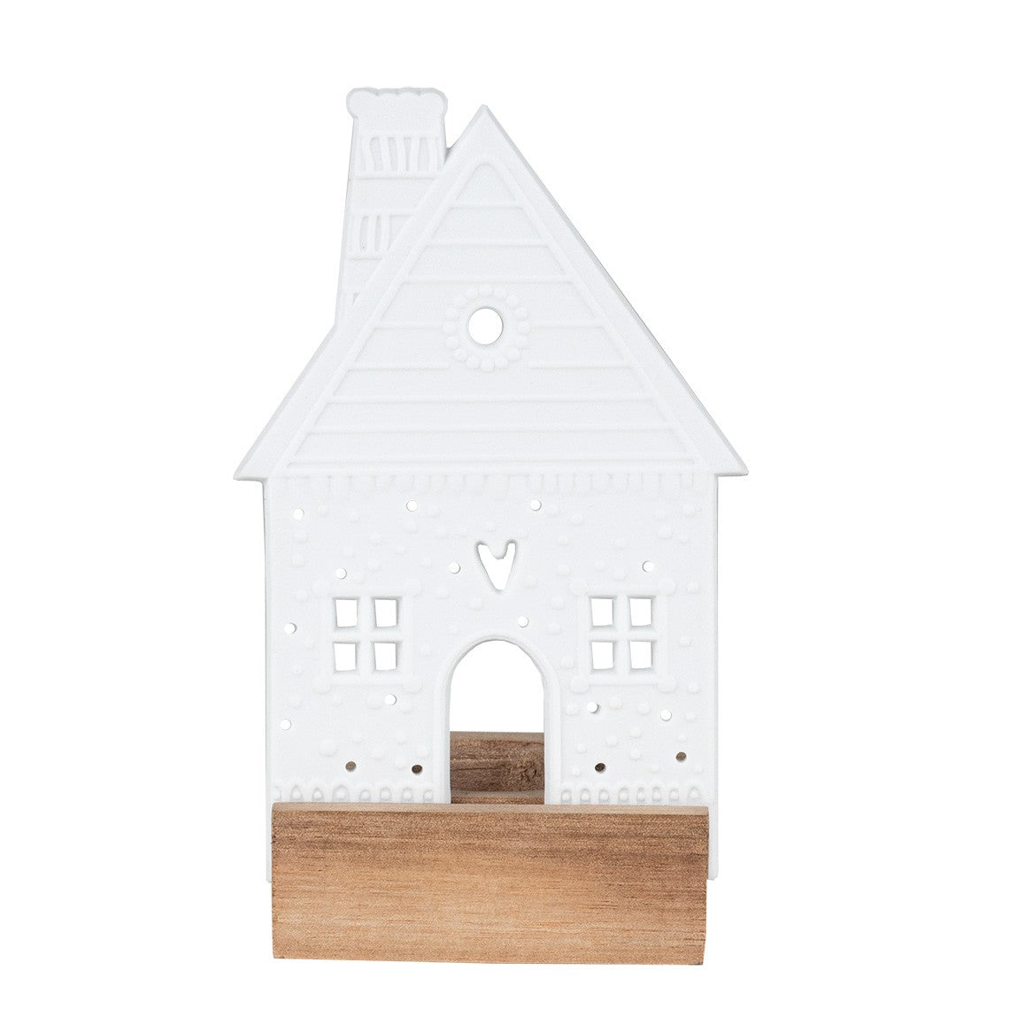 Décorations de Noël - Photophore maison lumineuse avec support en bois - Räder