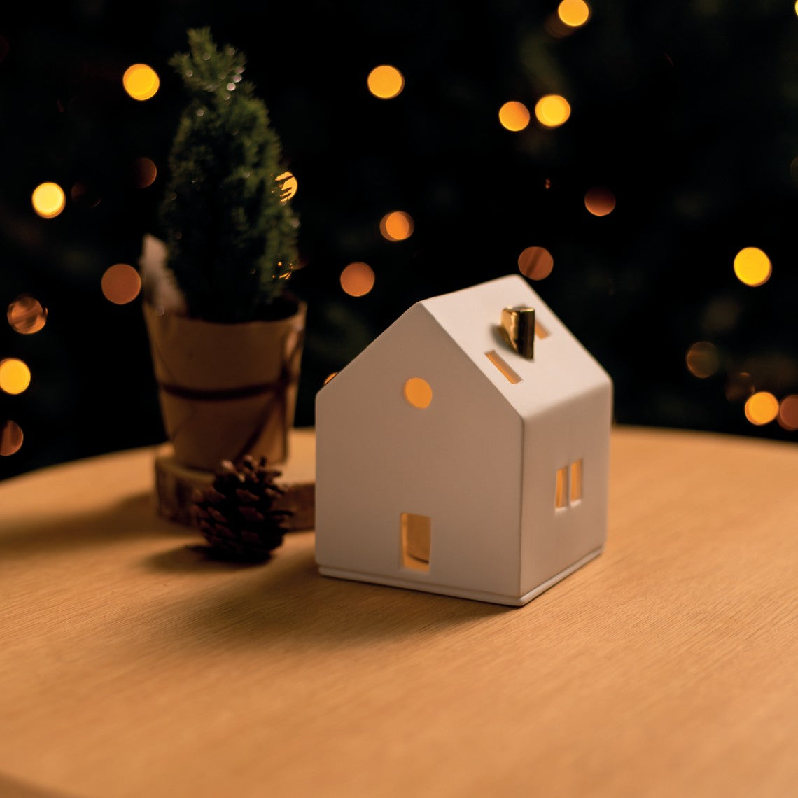 Décorations de Noël - Photophore maison lumineuse | Golden Chimney - Räder