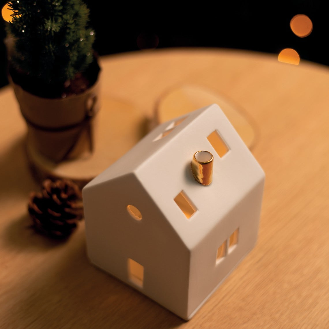 Décorations de Noël - Photophore maison lumineuse | Golden Chimney - Räder