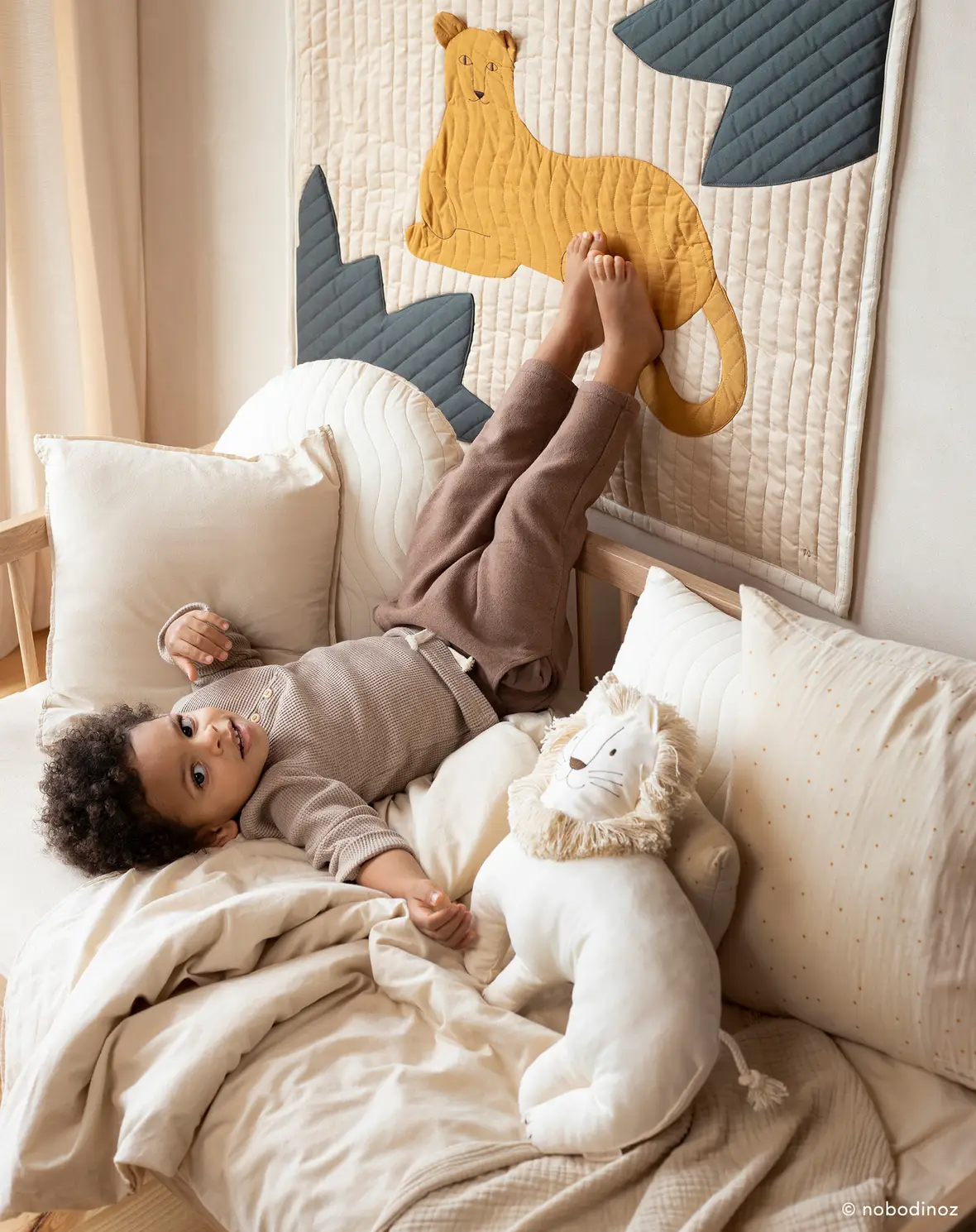 Enfants - Coussin lion | Blanc - Nobodinoz