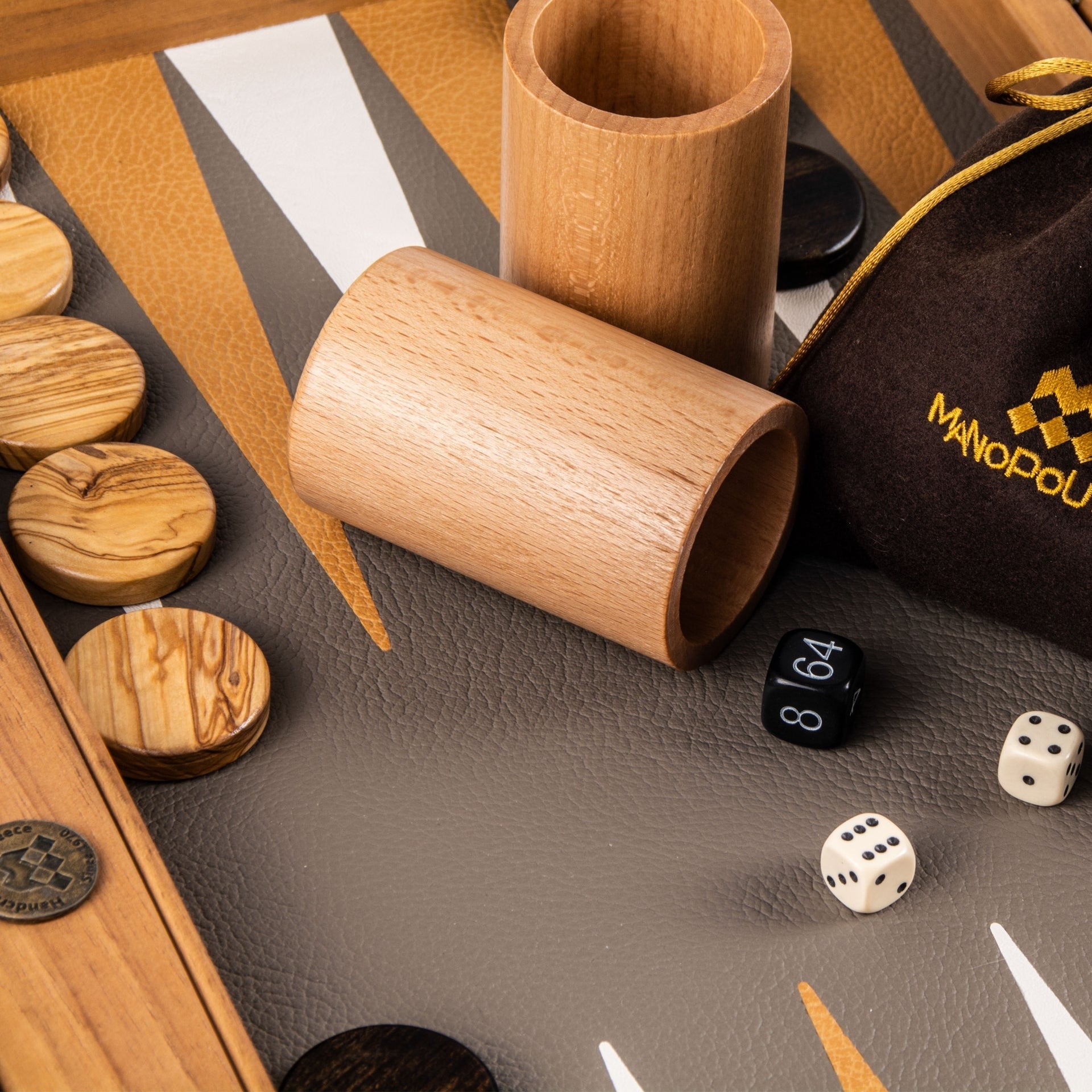 Jeux et loisirs - Backgammon | Grey Beige Ostrich Tote | Large - Manopoulos