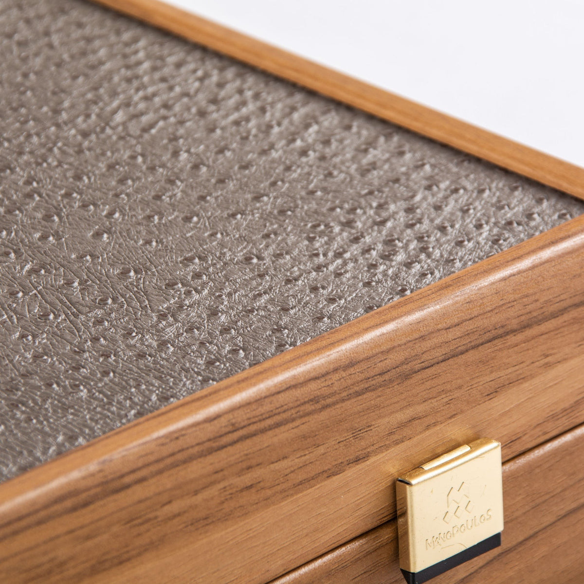 Jeux et loisirs - Backgammon | Grey Beige Ostrich Tote | Large - Manopoulos