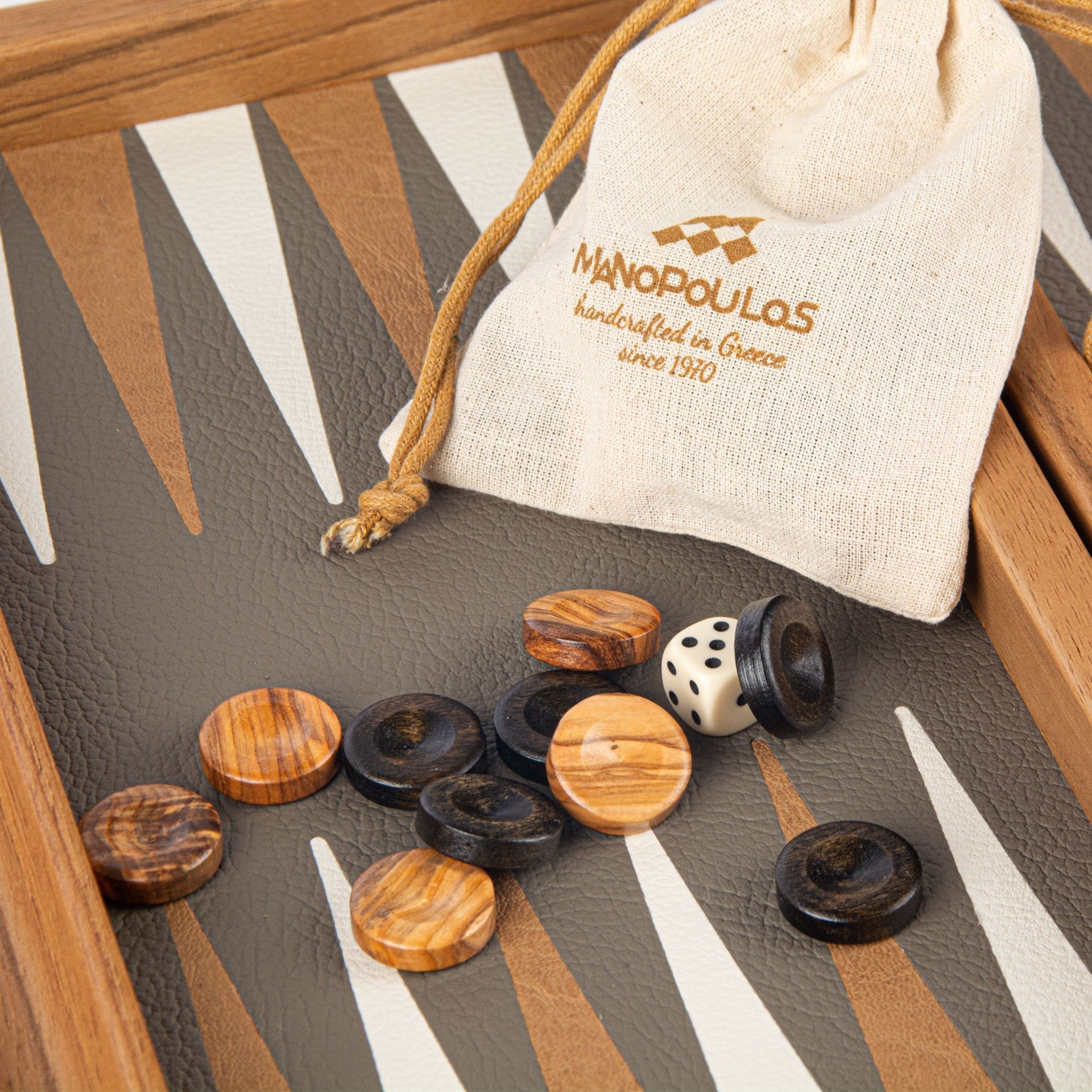 Jeux et loisirs - Backgammon | Grey Beige Ostrich Tote | Small - Manopoulos