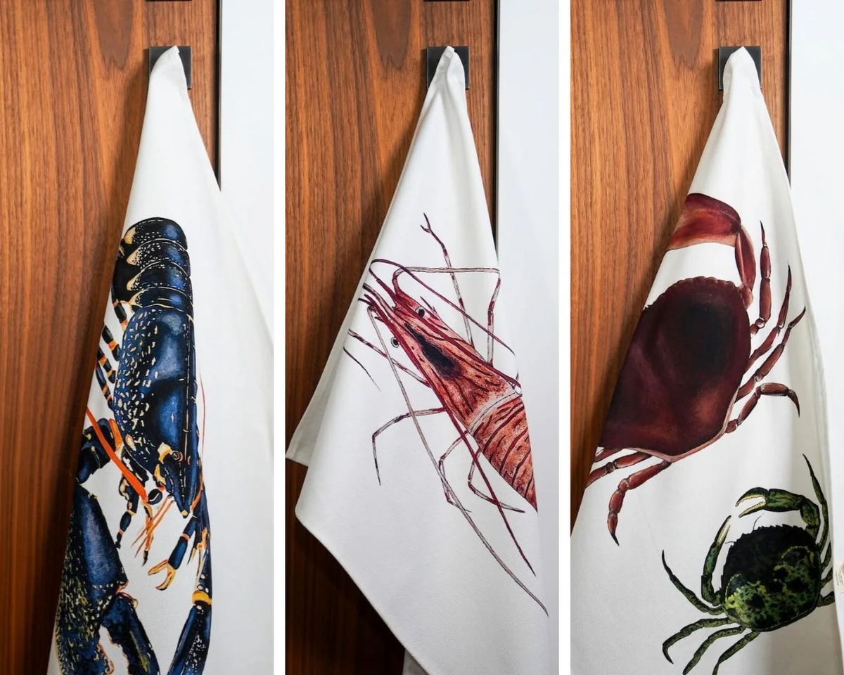 Table & Cuisine - Lot de 3 Torchons | Les crustacés de la marée - Varek Illustrations