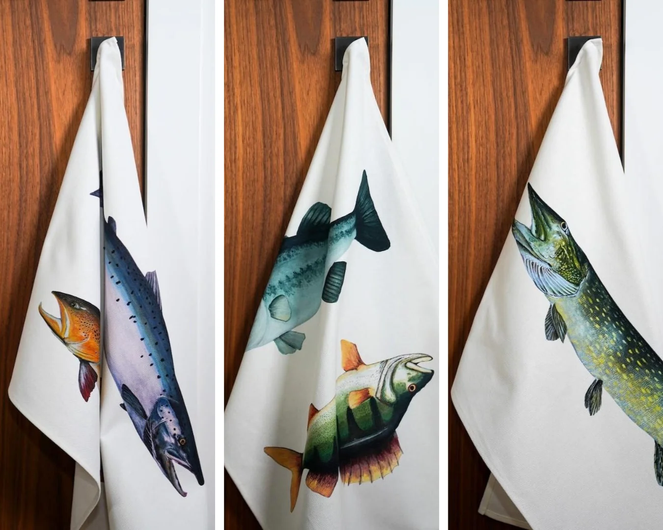 Table & Cuisine - Lot de 3 Torchons | Les poissons d'eau douce - Varek Illustrations