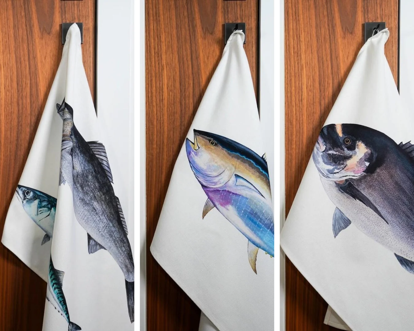 Table & Cuisine - Lot de 3 Torchons | Les poissons de nos côtes - Varek Illustrations