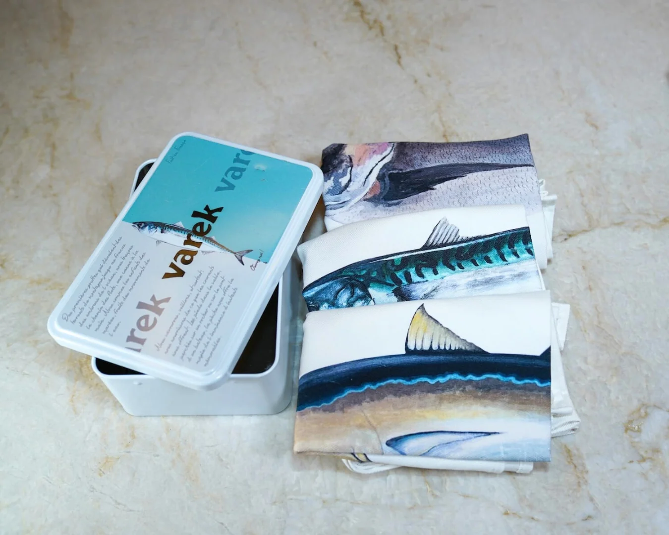 Table & Cuisine - Lot de 3 Torchons | Les poissons de nos côtes - Varek Illustrations