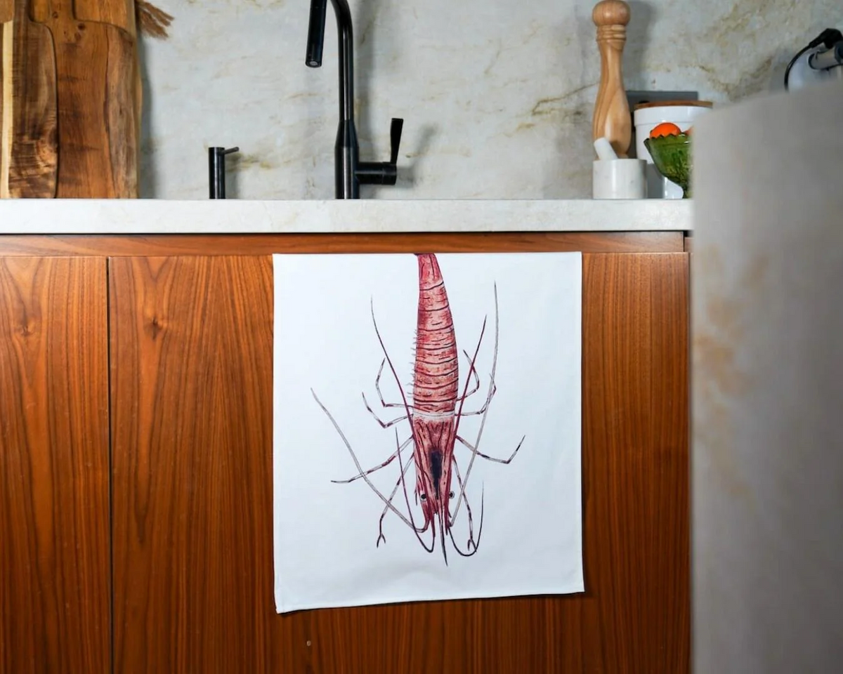 Table & Cuisine - Torchon | La Crevette - Varek Illustrations