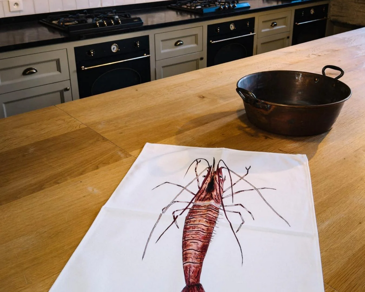 Table & Cuisine - Torchon | La Crevette - Varek Illustrations