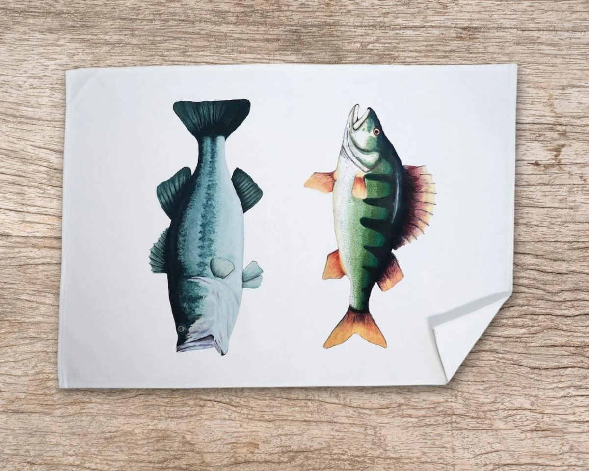 Table & Cuisine - Torchon | Les Carnassiers d'eau douce - Varek Illustrations