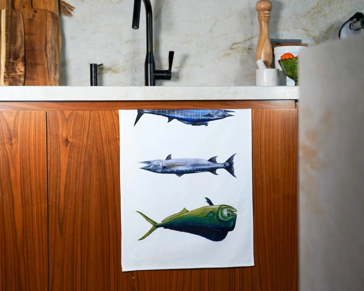 Table & Cuisine - Torchon | Les Poissons Exotiques - Varek Illustrations